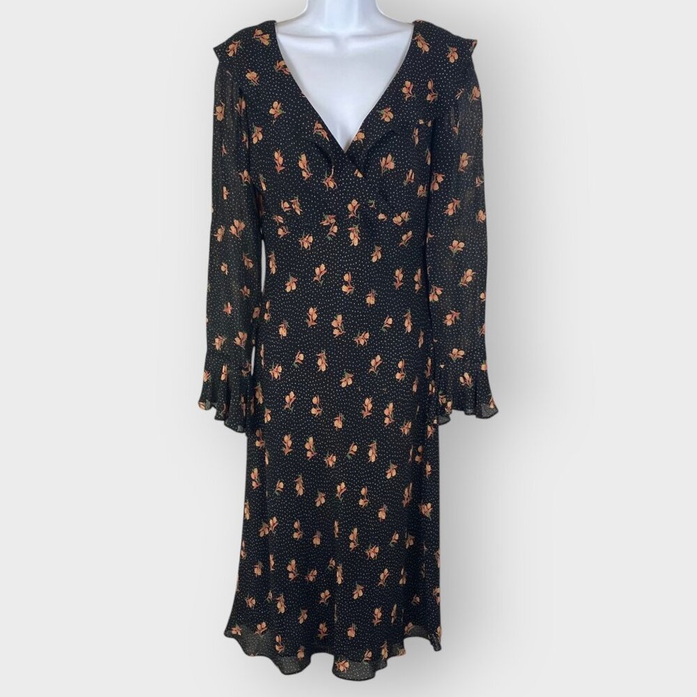90s Y2K Moda Intl Babydoll Dress | Black Rose | USA | Fairy Grunge Whimsigoth